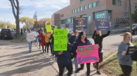 Saskatchewan nurses march for better conditions as provincial election nears